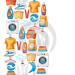 Laundry service seamless pattern with professional items.