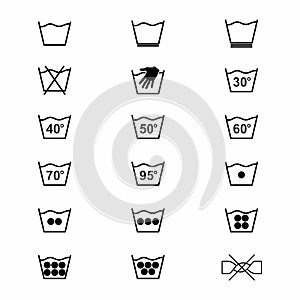 Laundry symbols and icons set 1 of 3 .