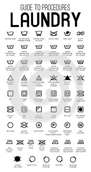 Laundry symbols and icons set vector