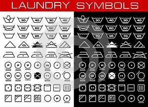 Laundry symbols icons set vector illustration