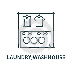 Laundry,washhouse vector line icon, linear concept, outline sign, symbol