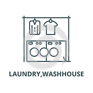 Laundry,washhouse vector line icon, linear concept, outline sign, symbol photo