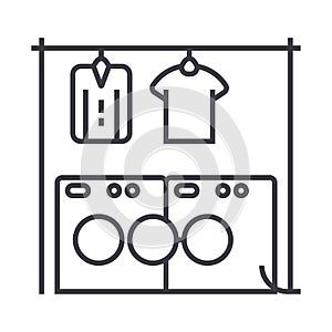 Laundry,washhouse vector line icon, sign, illustration on background, editable strokes