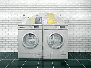 Laundry. Washing machine and dryer.