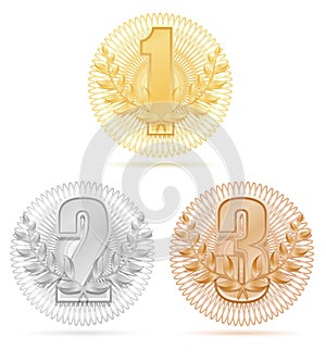 Laureate wreath winner sport gold silver bronze stock vector photo