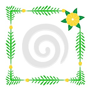 Laurel Frame, Art Brush, Leave with flower in square