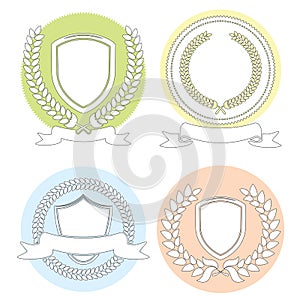 Laurel Leaf Wreath And Shields Outline Series