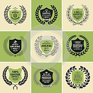 Laurel Wreath Badges Vector. Template for Awards, Quality Mark, Diplomas and Certificates.