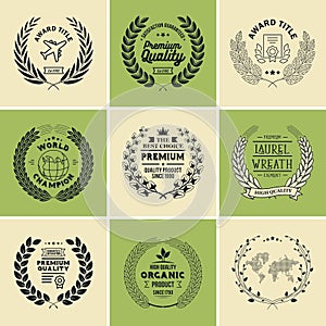 Laurel Wreath Badges Vector. Template for Awards, Quality Mark, Diplomas and Certificates.