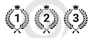 Laurel wreath crown award winning rank 1,2 and 3 icons