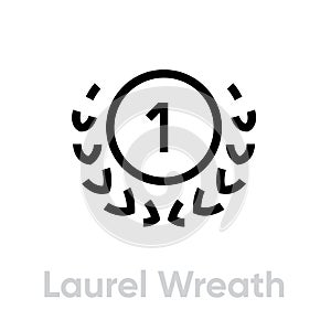 Laurel Wreath Cup icon. Editable line vector. photo