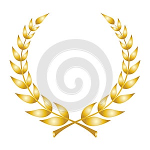 Laurel wreath icon. Emblem made of laurel branches photo