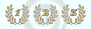 Laurel wreath icon with number One, Two, Three