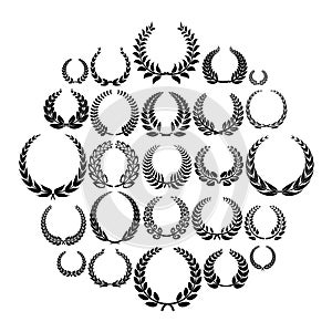 Laurel wreath icons set, simple style