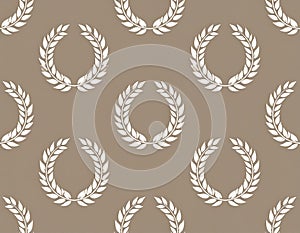 Laurel Wreath Pattern on Brown Background