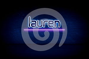 Lauren - blue neon announcement signboard