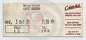 Laurie Anderson concert ticket