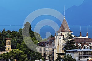 Lausanne architecture and Lake Geneva