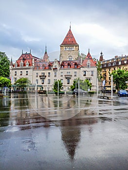 Lausanne Ouchy Cityscape, Hotel Chateau d`Ouchy, Lausanne, Switzerland, Europe