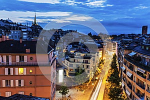 Lausanne panorama at night