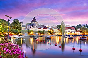 Lausanne, Switzerland from the Ouchy Promenade on Lake Leman