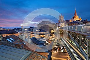 Lausanne, Switzerland at Twilight