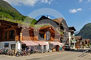 Lauterbrunnen town in the beautiful valley of Swiss Alps