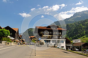 Lauterbrunnen town in the beautiful valley of Swiss Alps