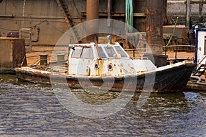 Lauwersoog harbor rusty ship