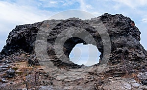 A lava arch in Dimmuborgir, Iceland