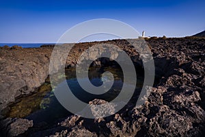 The lava beach of Linosa Called Piscine, Sicily