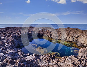 The lava beach of Linosa Called Piscine, Sicily