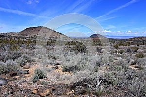 Lava Beds National Monument with Cinder Cones in Desert Landscape, California photo