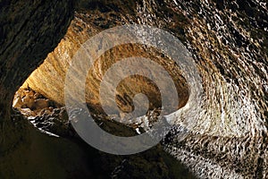 Lava Beds National Monument, Daylight illuminates the Entrance to Sunshine Cave in California