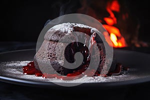 Lava Cake, Molten Chocolate Fondant, Warm Chocolate Dessert, Lava Cake, Abstract Generative AI Illustration