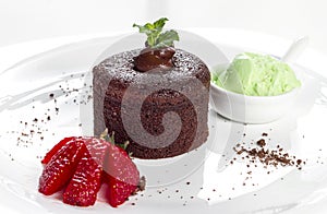 Lava cake with strawberry