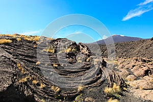 Lava cordata Pahoehoe sul vulcano Etna