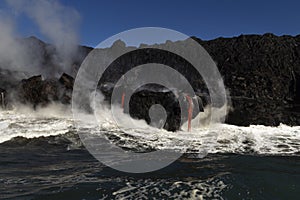 Lava entering the ocean, Big Island, Hawaii