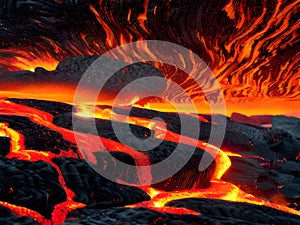 lava eruption in the lava field, Ai generated