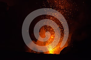 Lava explosion on Yasur Volcano