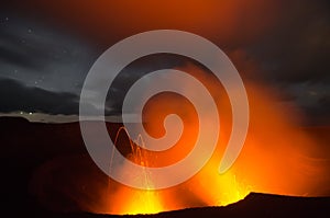Lava explosion on Yasur Volcano