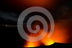 Lava explosion on Yasur Volcano