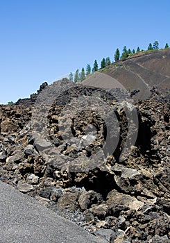 Lava field alongside road in Bend Oregon