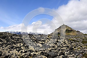 Lava field below the mountain summit