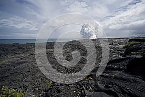 Lava Field View of Steam Cloud photo
