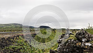 Lava Fields near Grabrok Crater in western Iceland