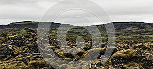 Lava Fields near Grabrok Crater in western Iceland