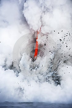 Lava flow into ocean