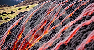 Lava Flowing Down a Hillside