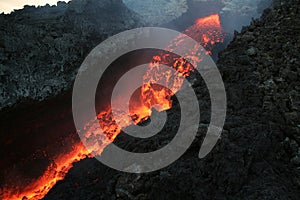 Lava flowing from Etna photo